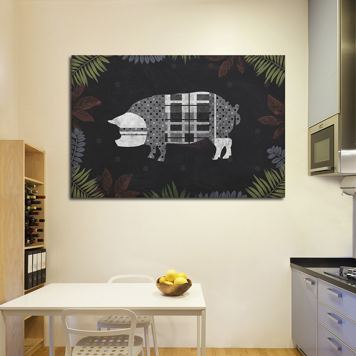 Modern Farm Pig Multi Panel Canvas Wall Art