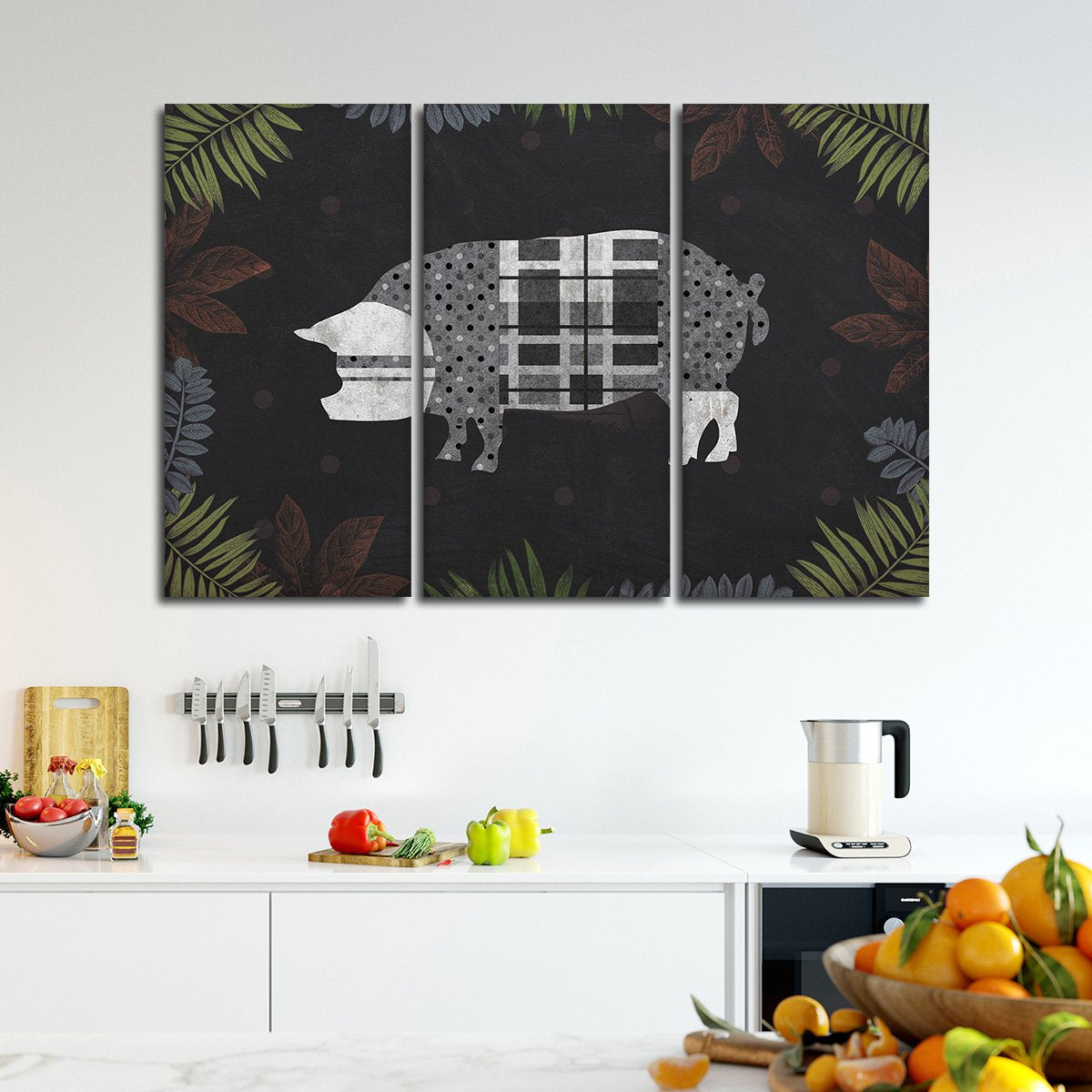 Modern Farm Pig Multi Panel Canvas Wall Art