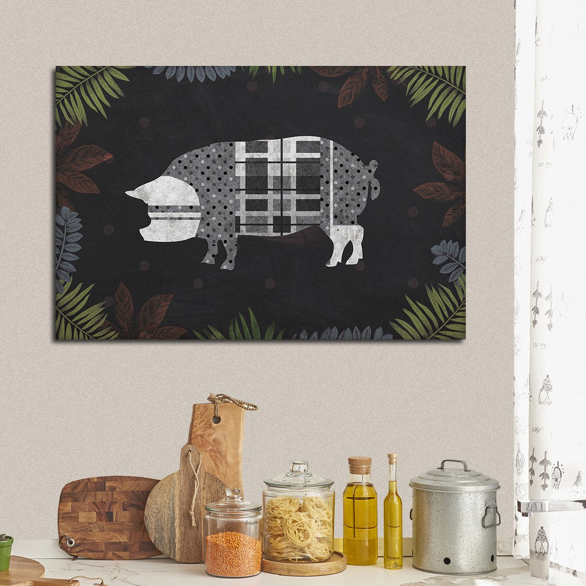 Modern Farm Pig Multi Panel Canvas Wall Art