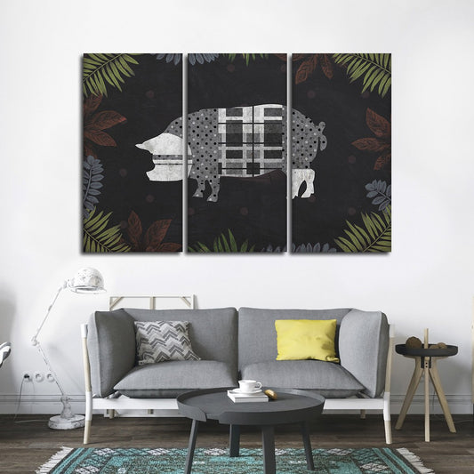 Modern Farm Pig Multi Panel Canvas Wall Art