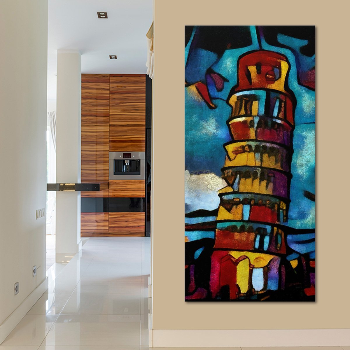 Modern Pisa Tower Multi Panel Canvas Wall Art