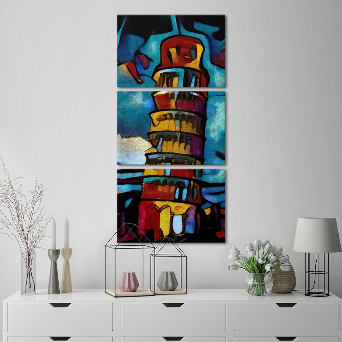Modern Pisa Tower Multi Panel Canvas Wall Art