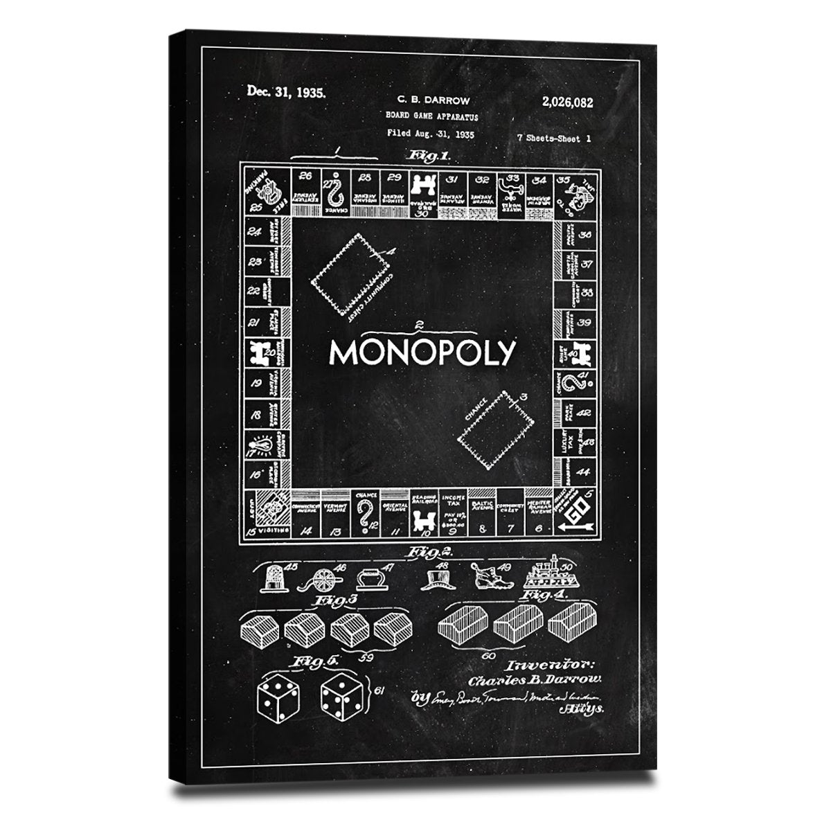 Monopoly Patent BW Canvas Wall Art