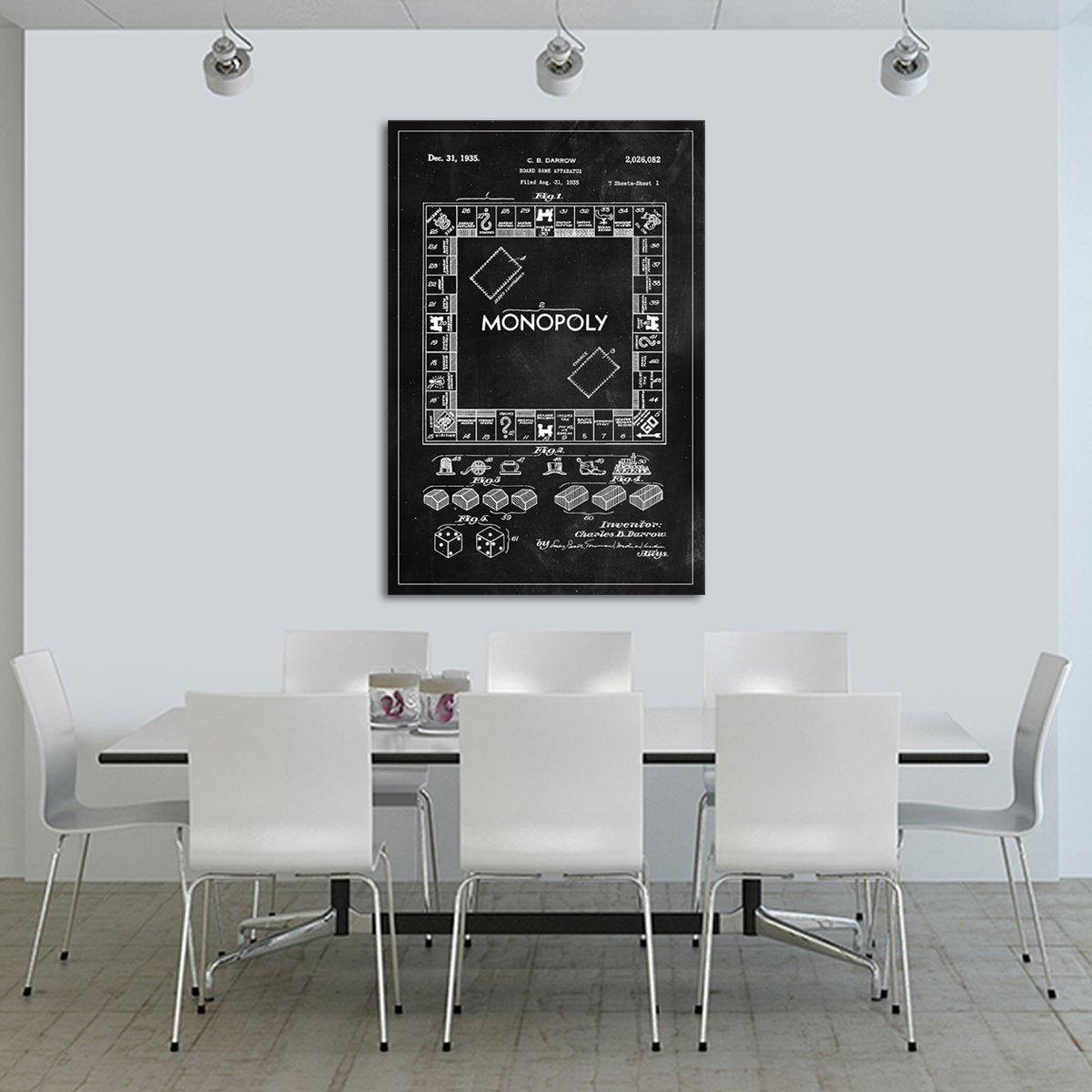Monopoly Patent BW Canvas Wall Art