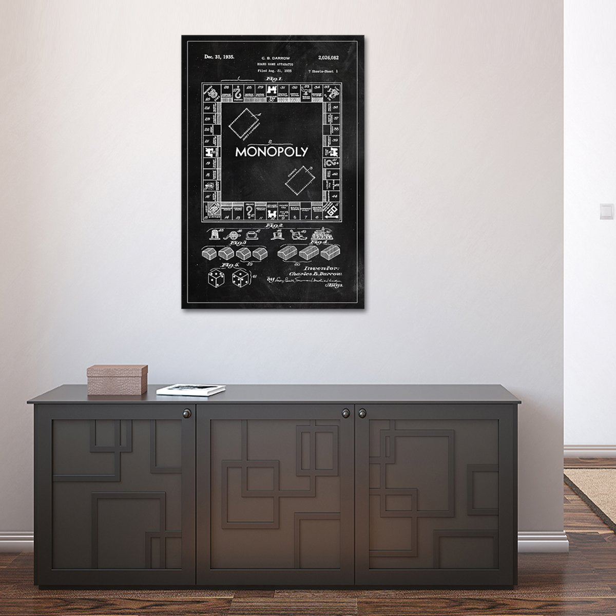 Monopoly Patent BW Canvas Wall Art