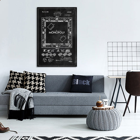 Monopoly Patent BW Canvas Wall Art