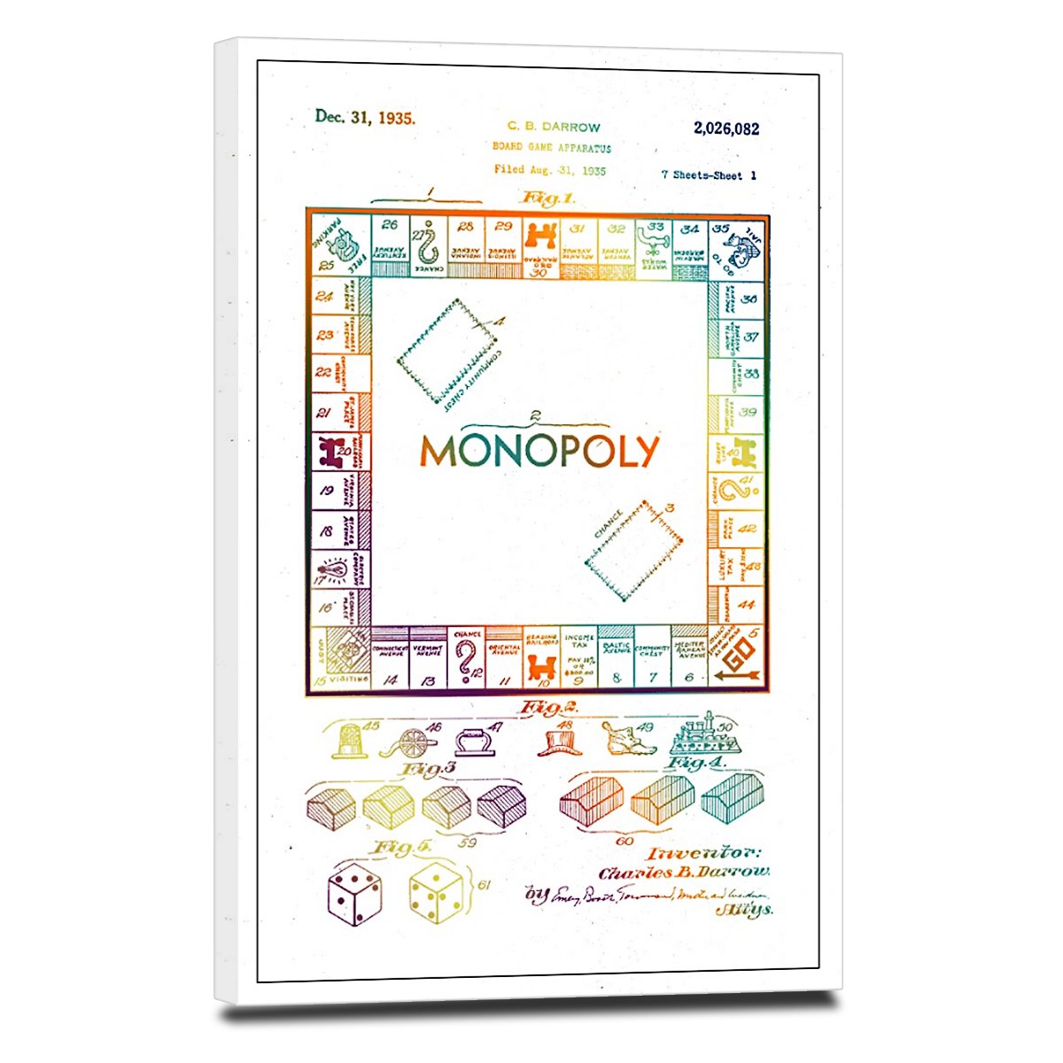 Monopoly Patent Color Canvas Wall Art
