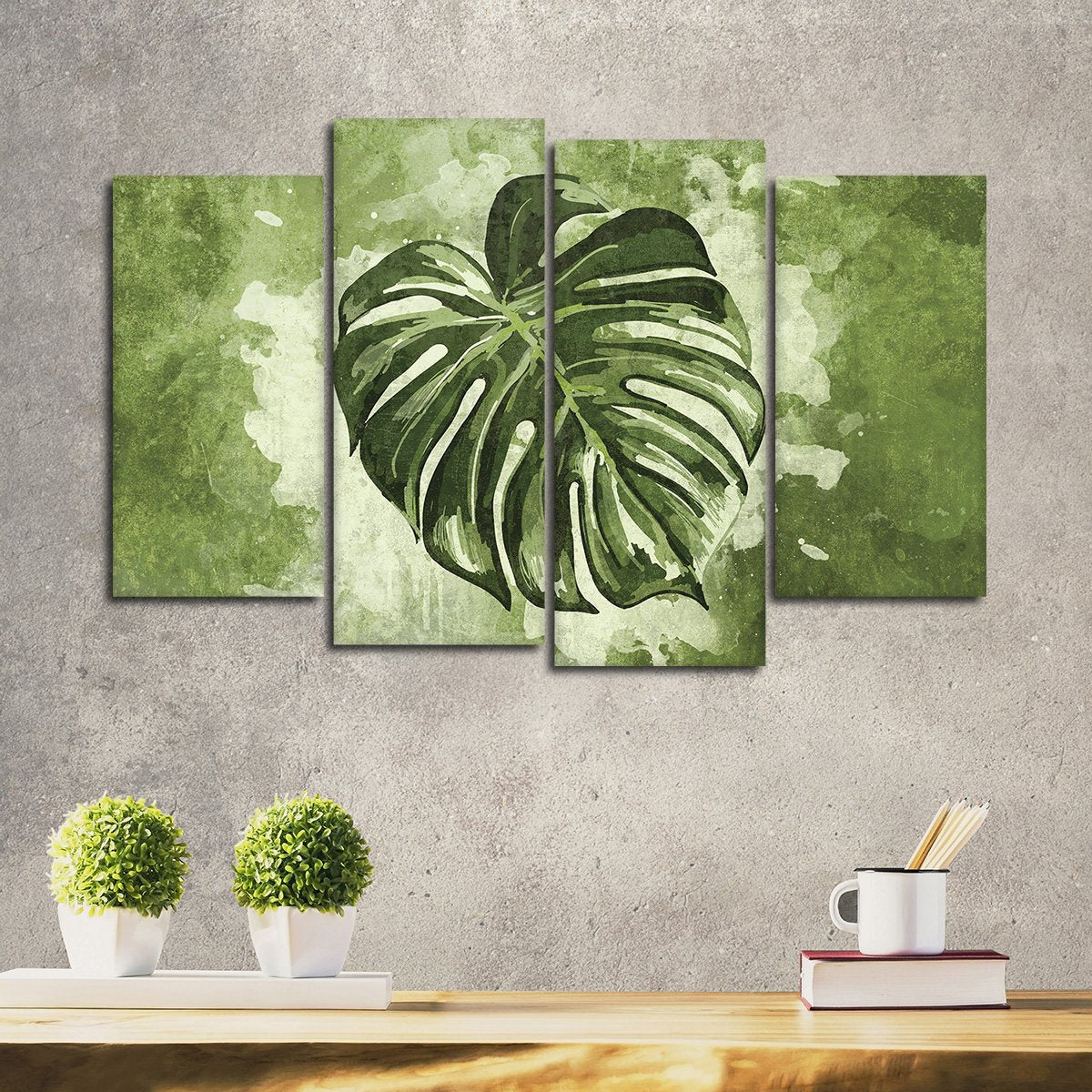 Monstera Leaf Multi Panel Canvas Wall Art