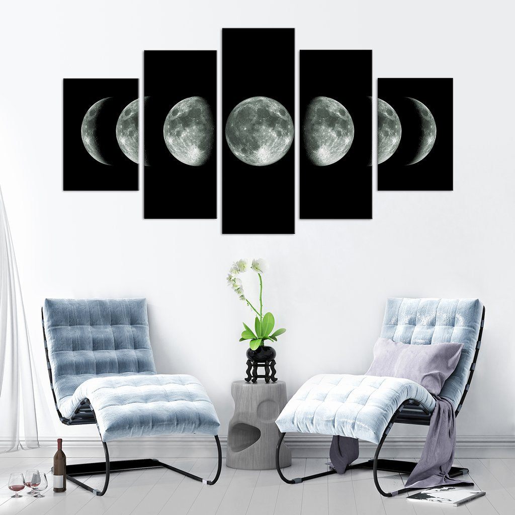 Moon Cycle Multi Panel Canvas Wall Art