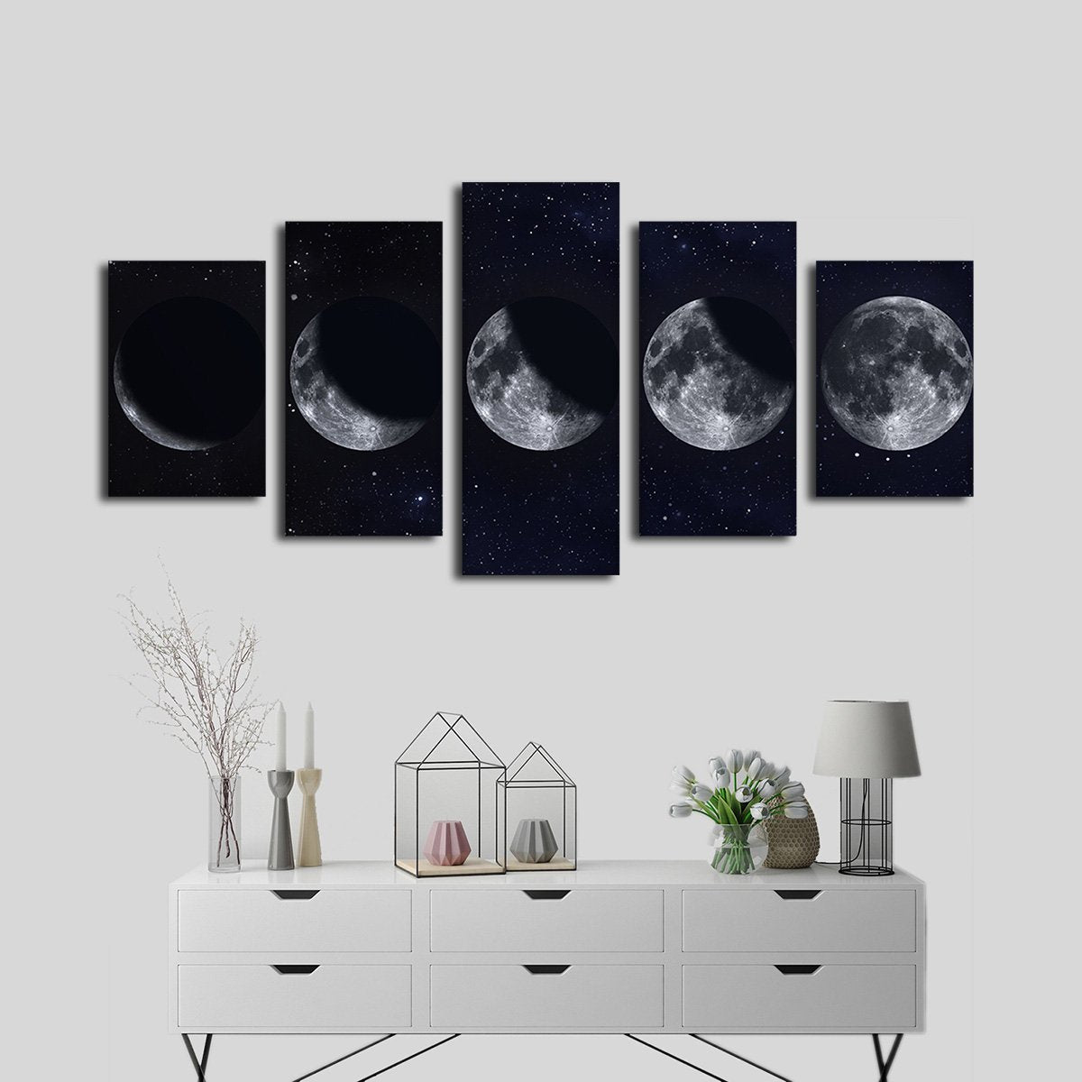 Moon Phases Multi Panel Canvas Wall Art