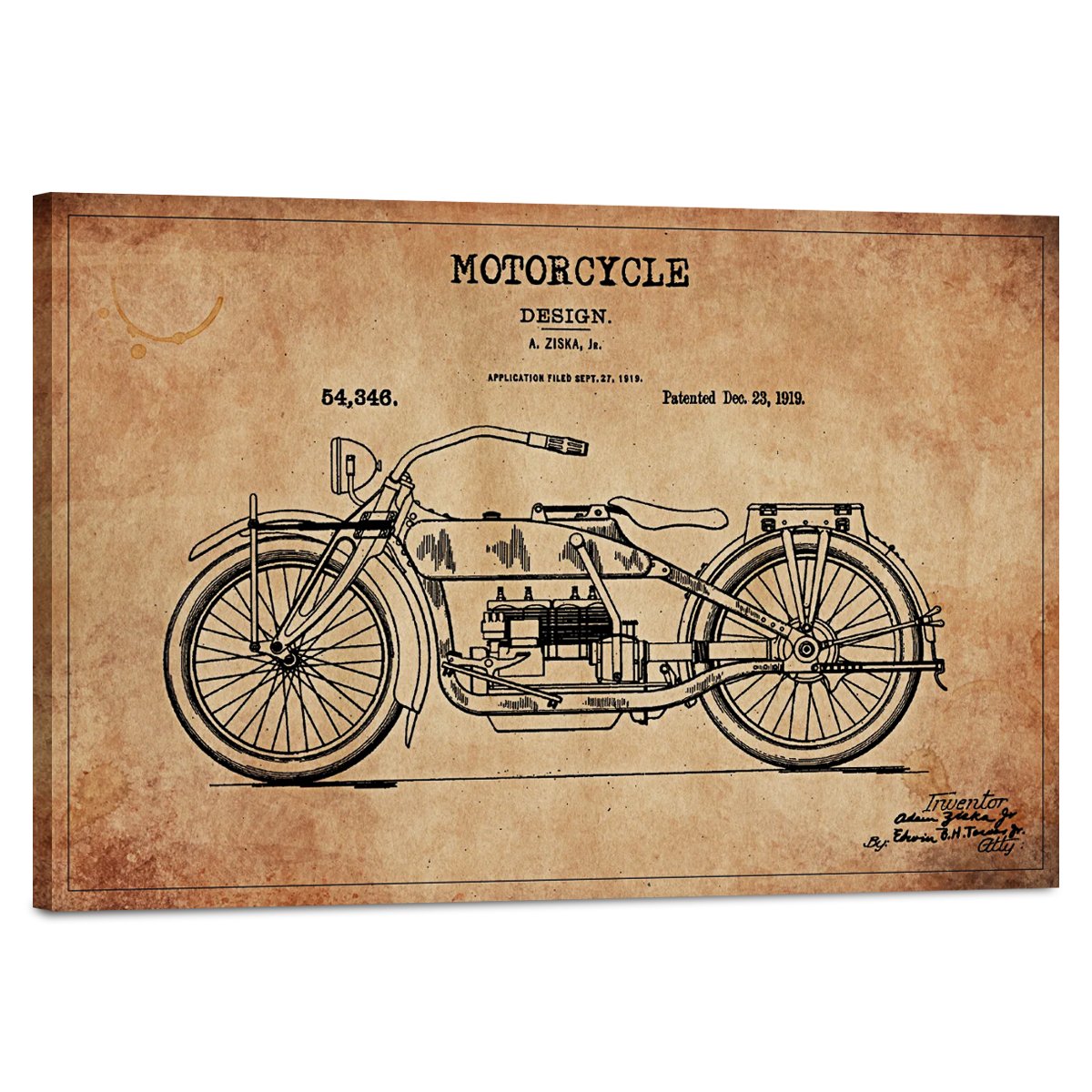 Motorcycle Patent Canvas Wall Art