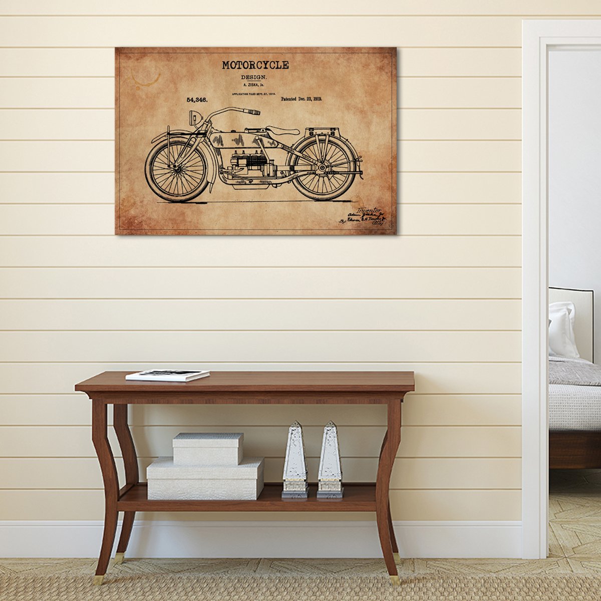 Motorcycle Patent Canvas Wall Art