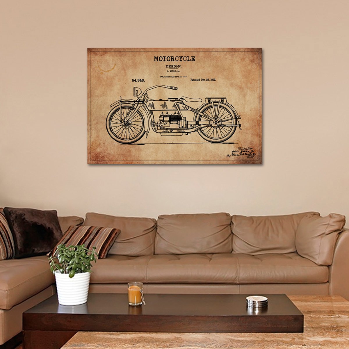 Motorcycle Patent Canvas Wall Art