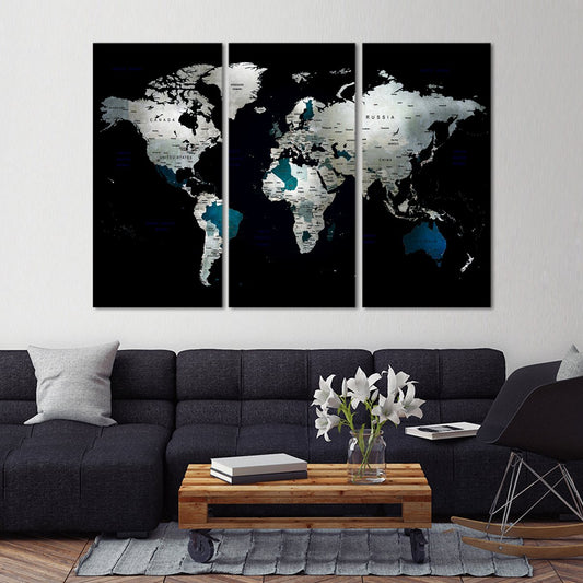 Mysterious World Map Multi Panel Canvas Wall Art