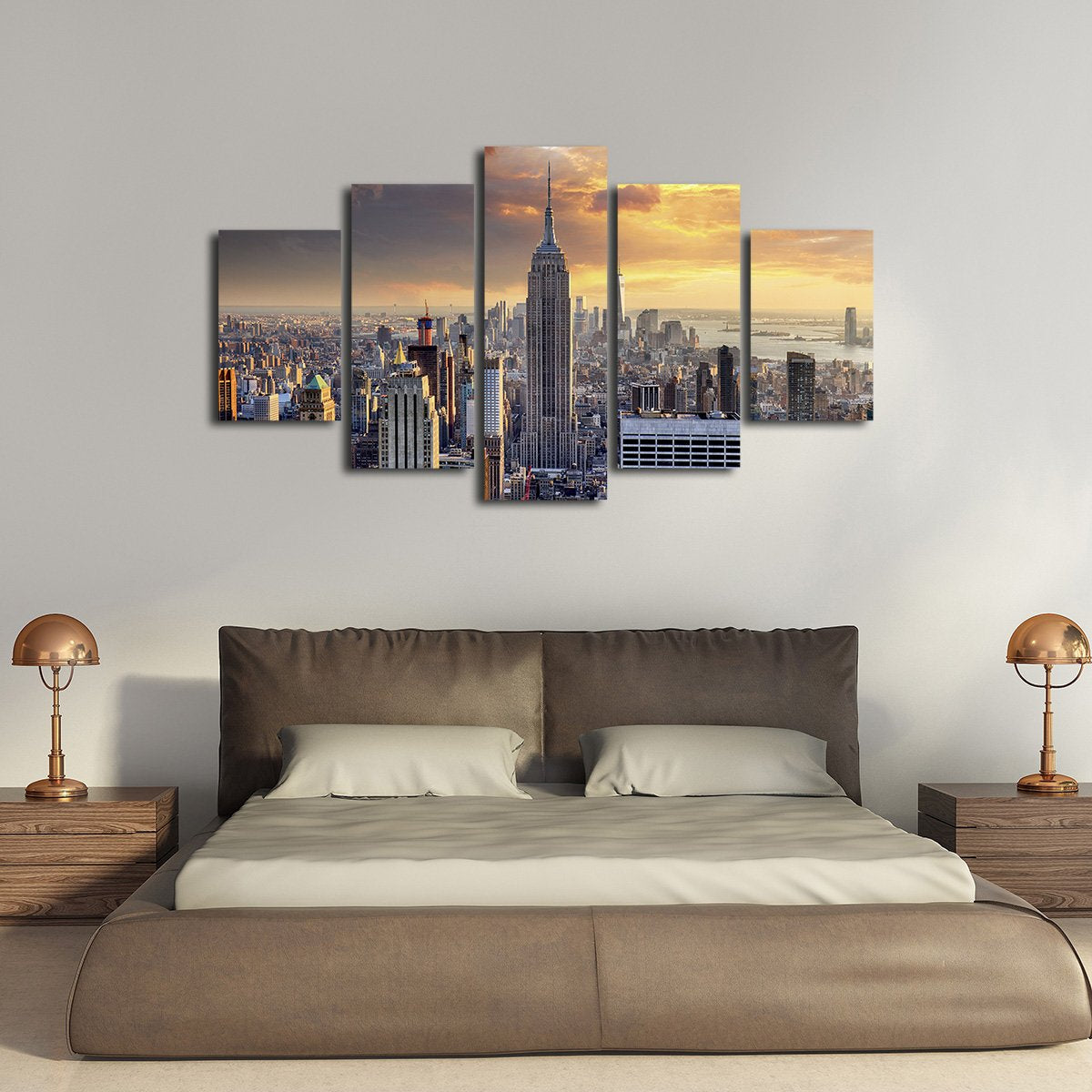 NYC at Sunset Multi Panel Canvas Wall Art