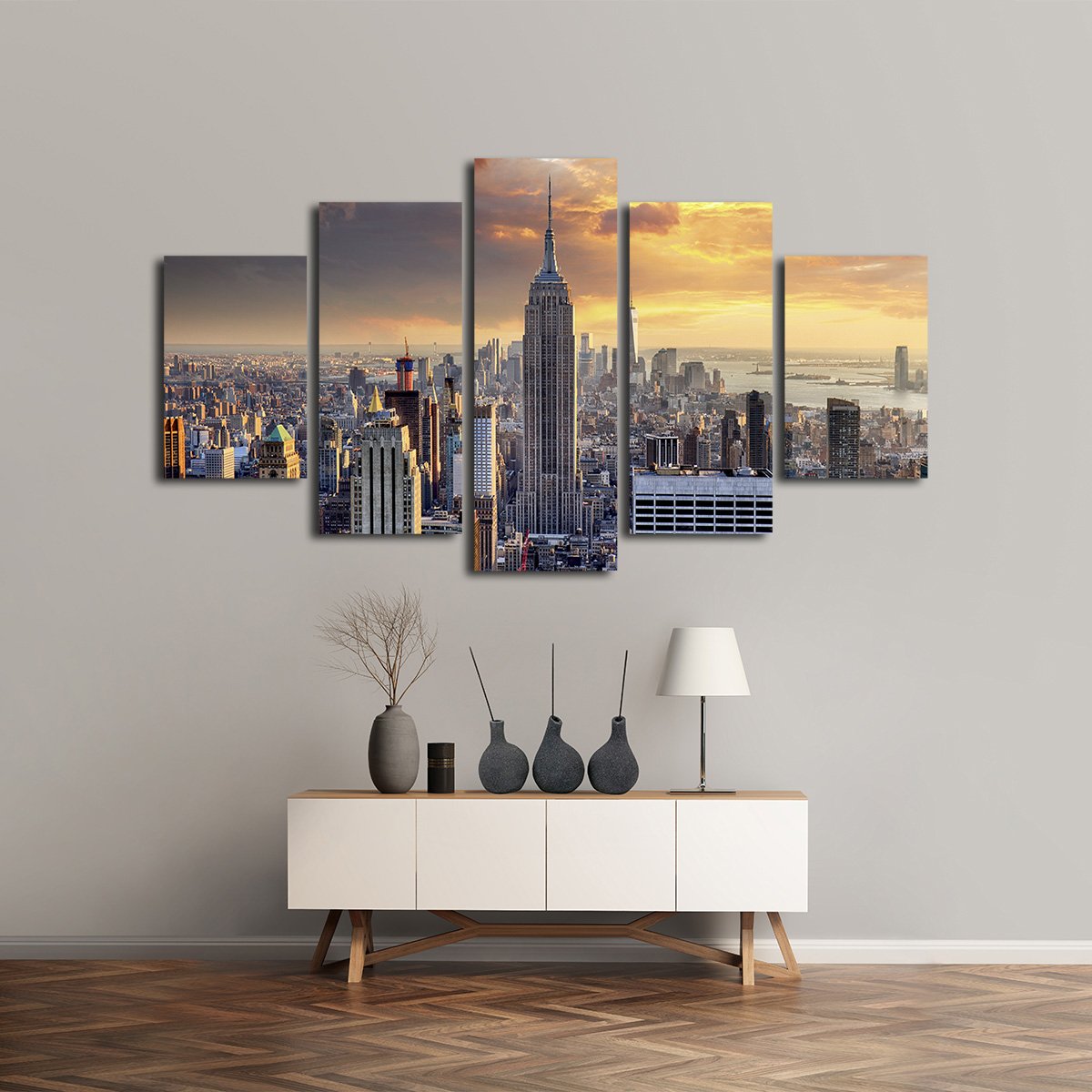 NYC at Sunset Multi Panel Canvas Wall Art