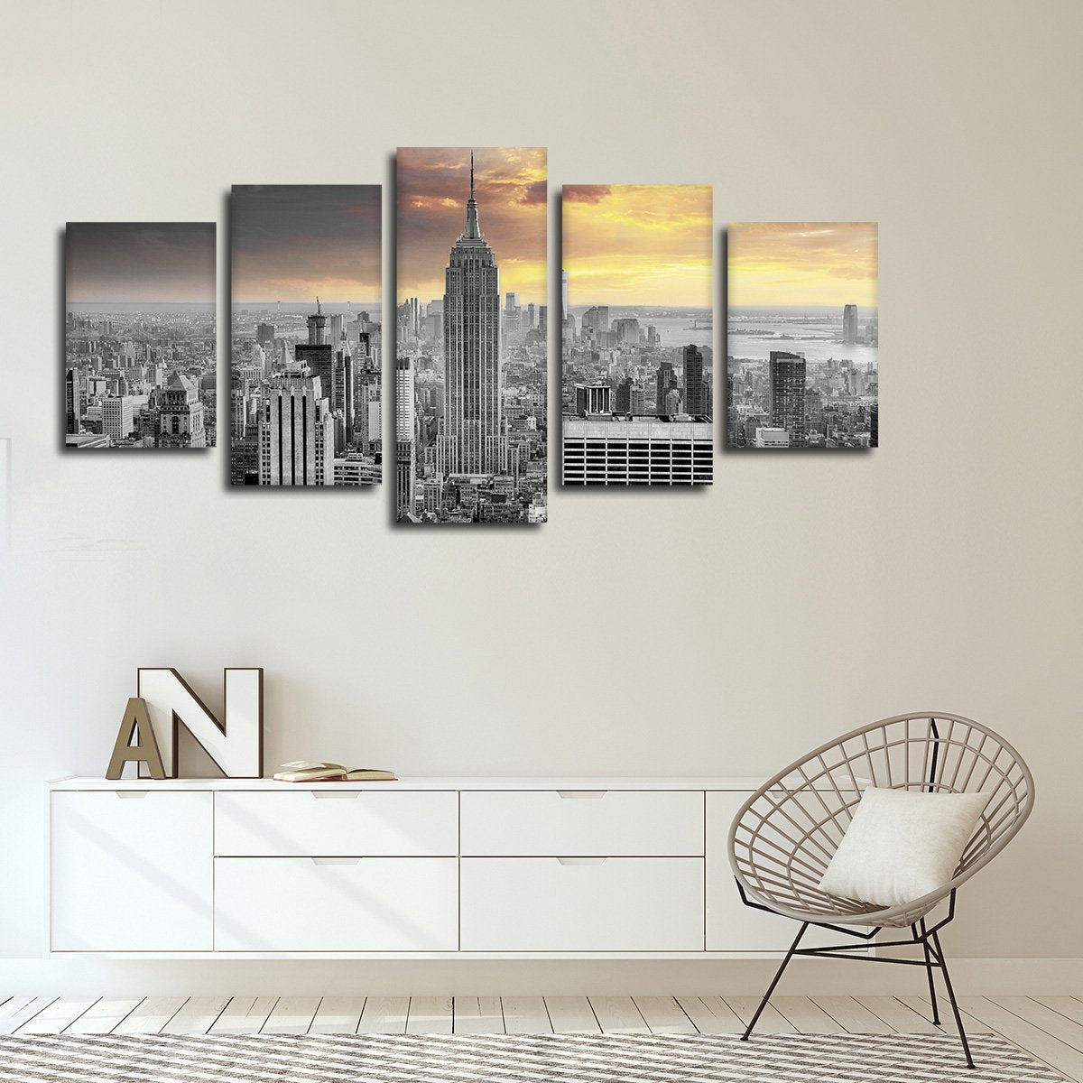 NYC At Sunset Pop Multi Panel Canvas Wall Art