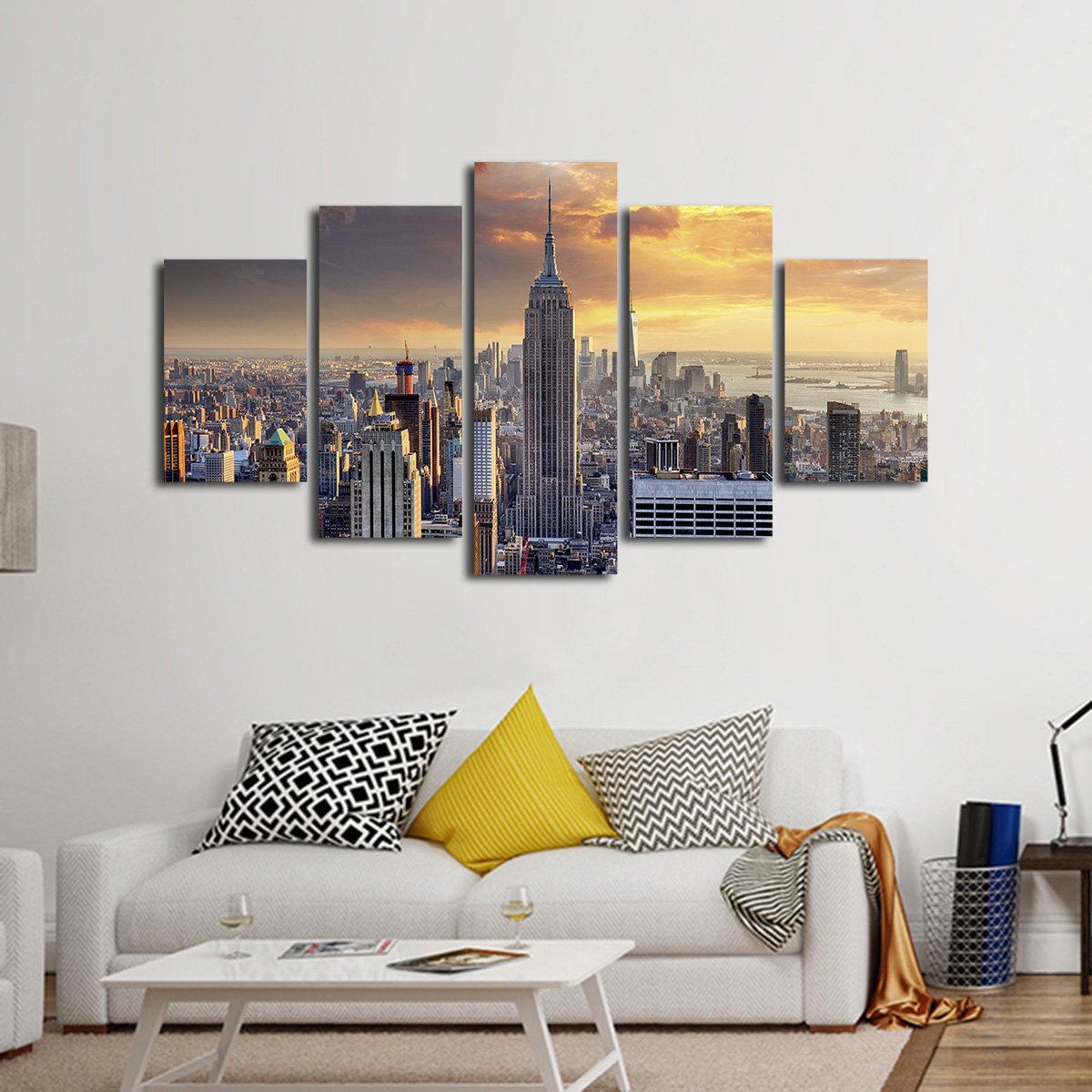 NYC at Sunset Multi Panel Canvas Wall Art