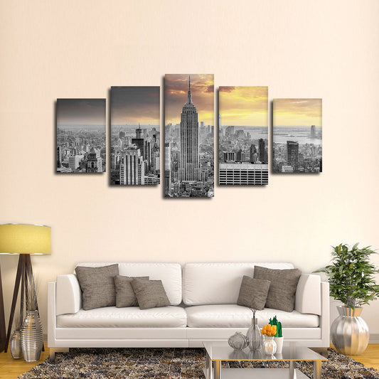 NYC At Sunset Pop Multi Panel Canvas Wall Art