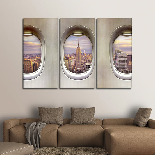 NYC From Window Seat Multi Panel Canvas Wall Art