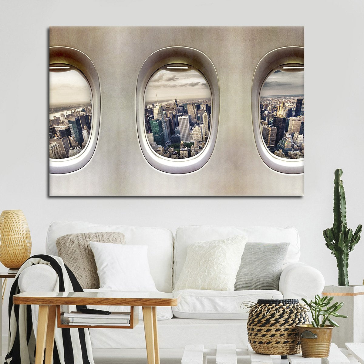 NYC Plane View Multi Panel Canvas Wall Art