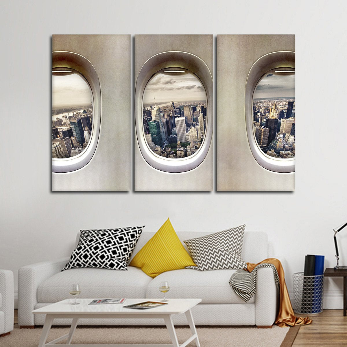 NYC Plane View Multi Panel Canvas Wall Art