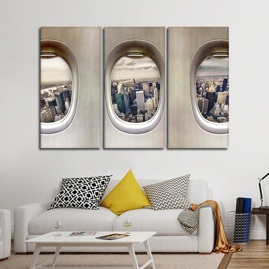NYC Plane View Multi Panel Canvas Wall Art