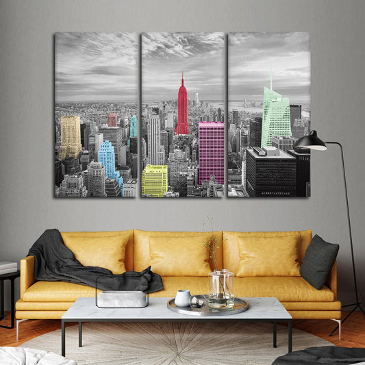 NYC Skyline Pop Multi Panel Canvas Wall Art