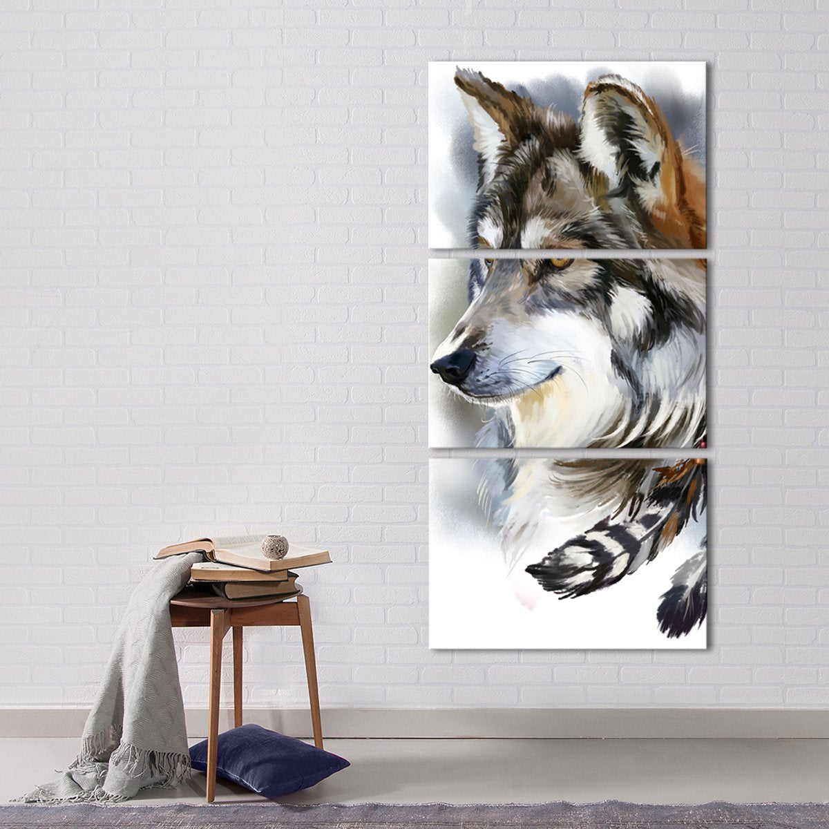 Native Wolf Multi Panel Canvas Wall Art