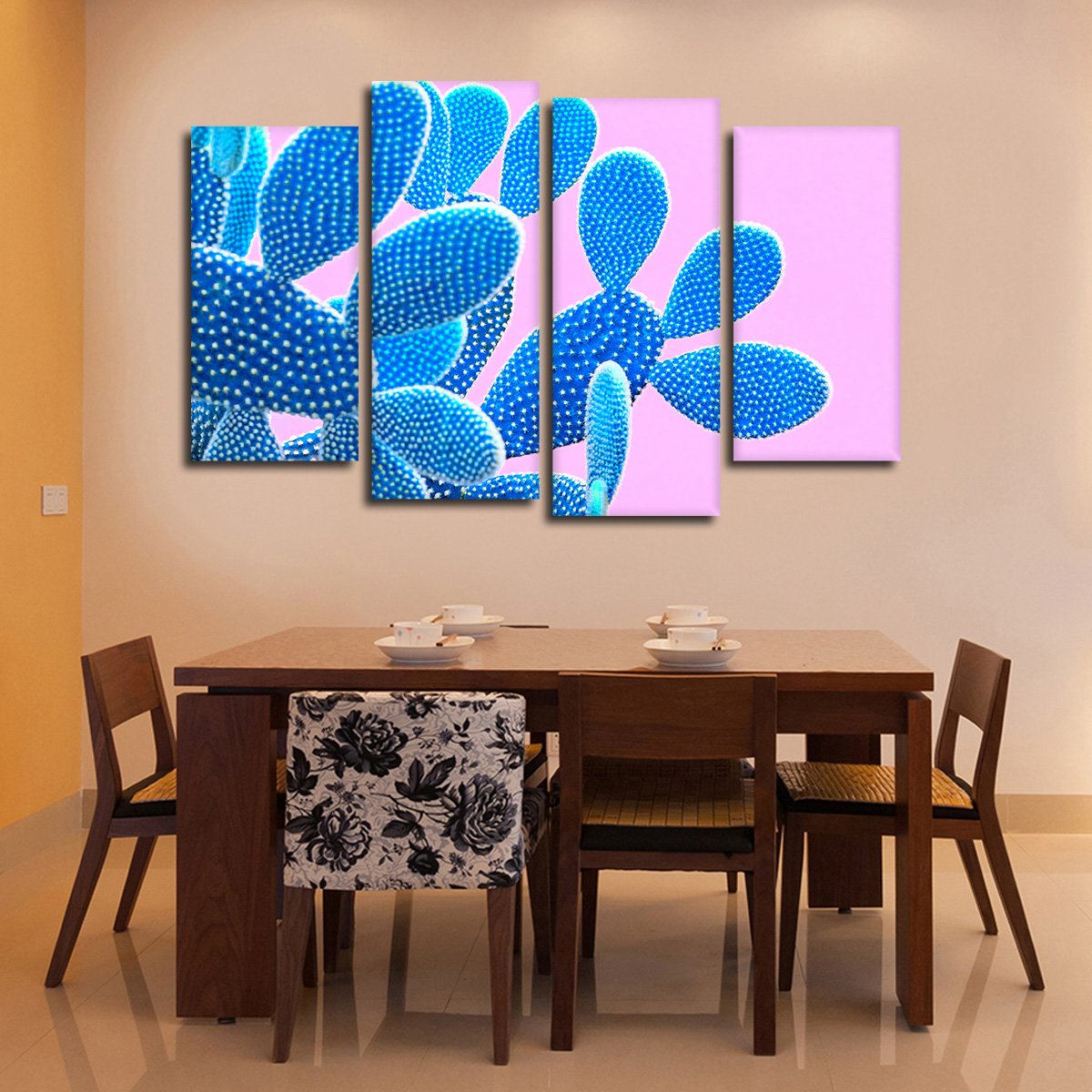 Neon Cactus Multi Panel Canvas Wall Art
