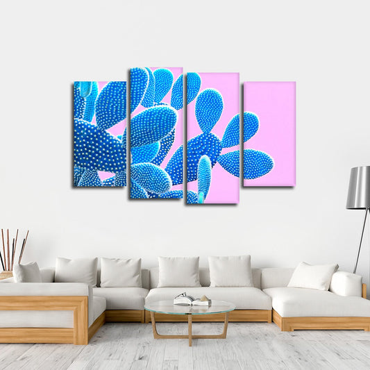 Neon Cactus Multi Panel Canvas Wall Art