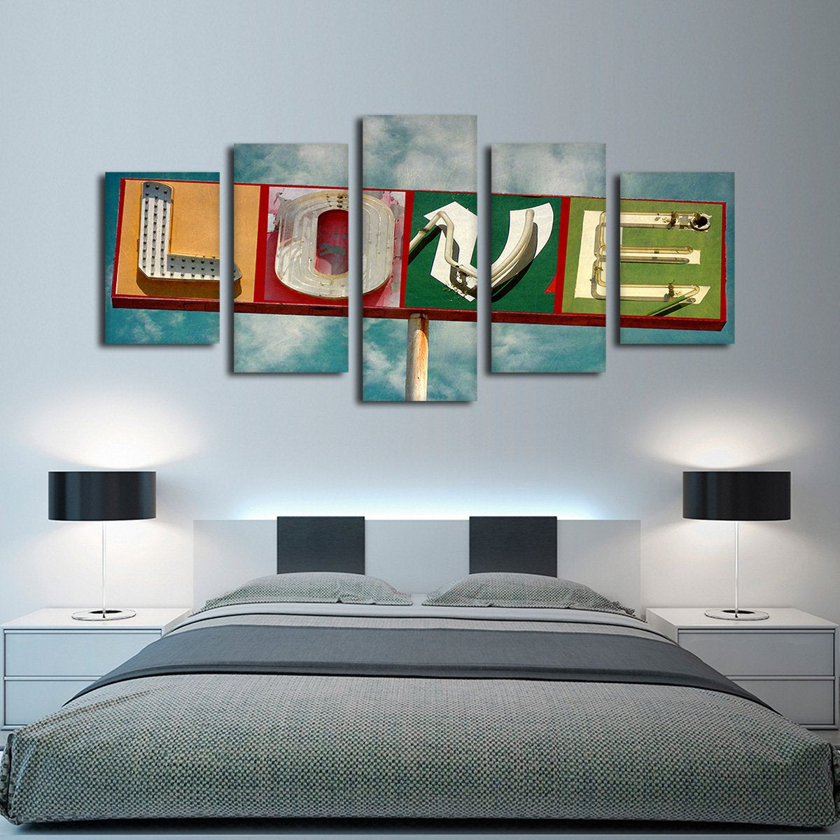 Neon Love Multi Panel Canvas Wall Art