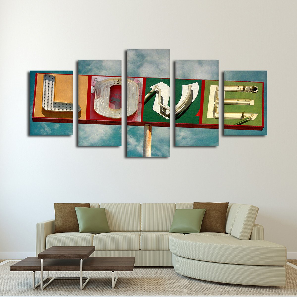 Neon Love Multi Panel Canvas Wall Art