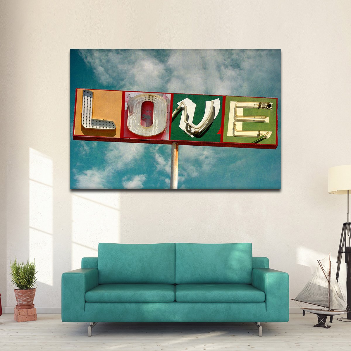 Neon Love Multi Panel Canvas Wall Art