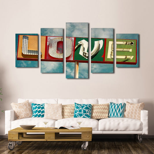 Neon Love Multi Panel Canvas Wall Art