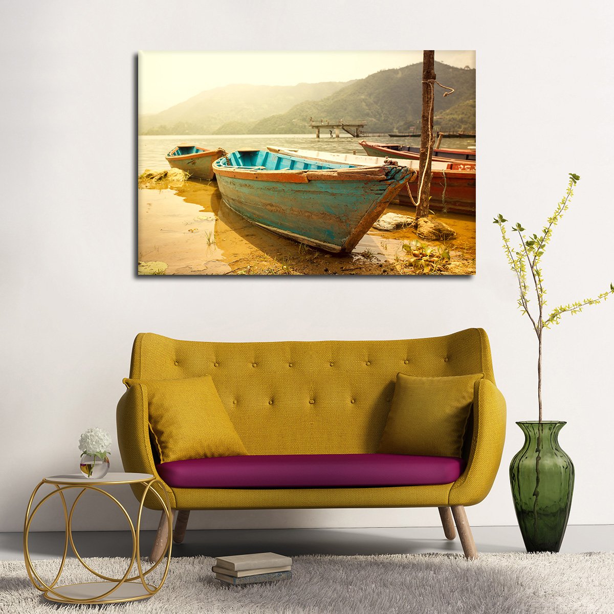 Nepalese Boat Ride Multi Panel Canvas Wall Art