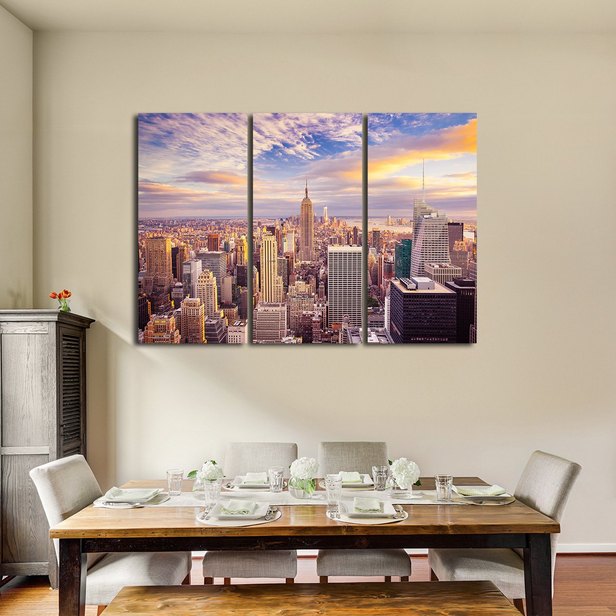 New York Aerial View Multi Panel Canvas Wall Art