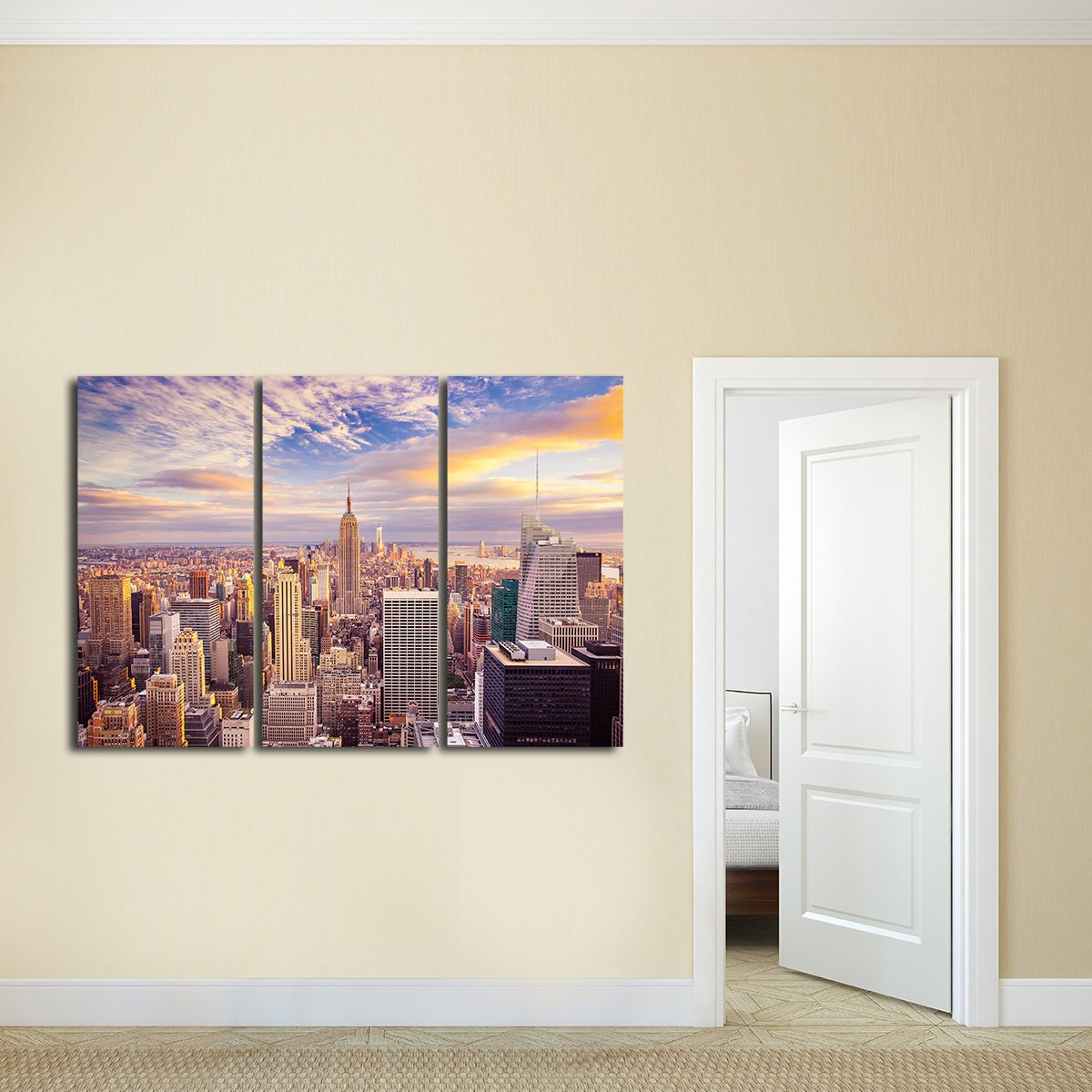 New York Aerial View Multi Panel Canvas Wall Art