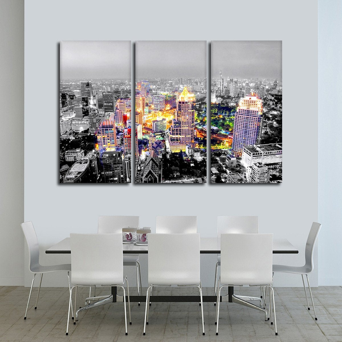 Night In Bangkok Pop Multi Panel Canvas Wall Art