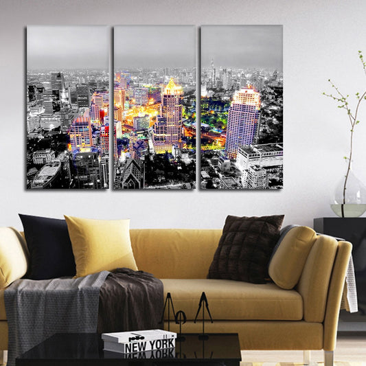 Night In Bangkok Pop Multi Panel Canvas Wall Art