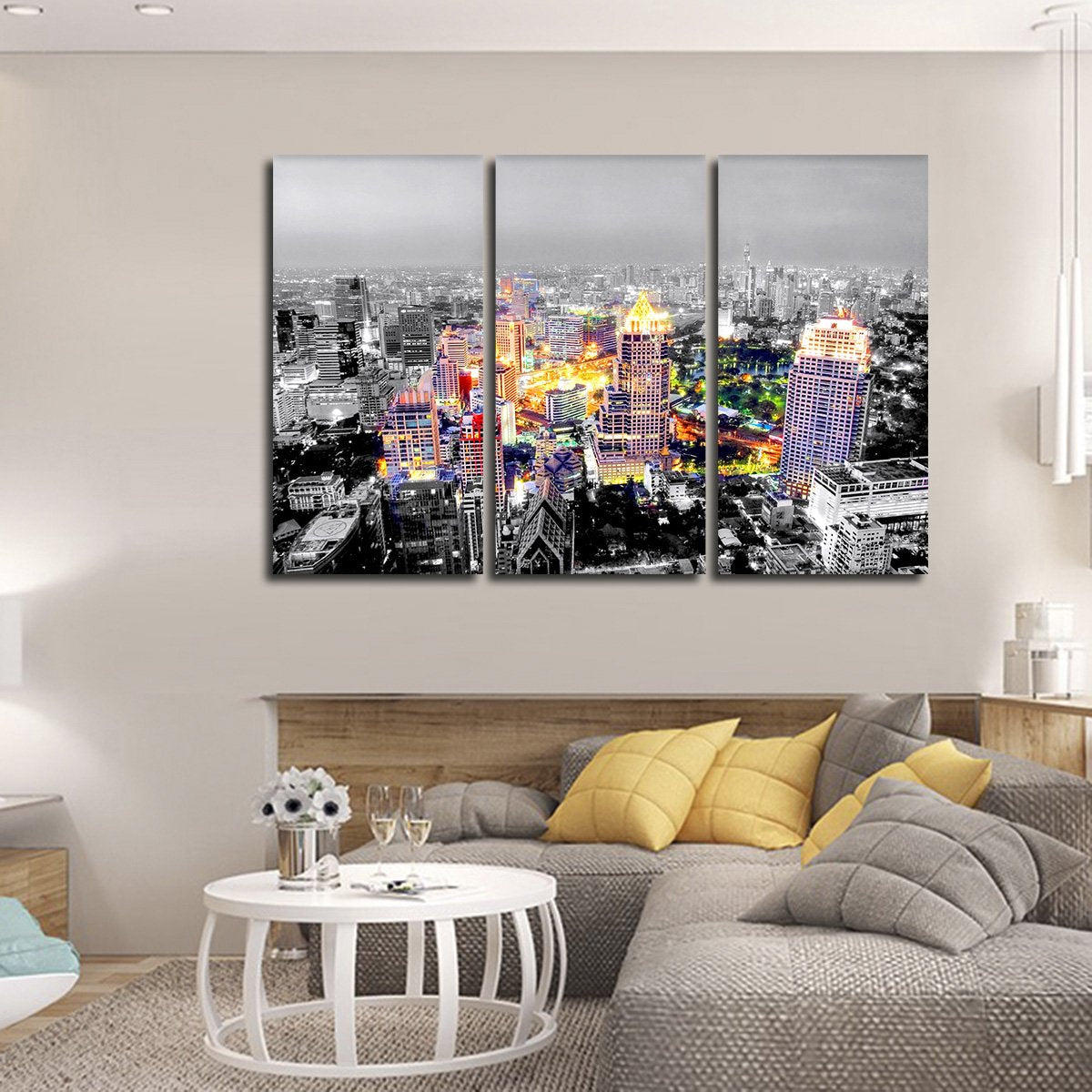 Night In Bangkok Pop Multi Panel Canvas Wall Art
