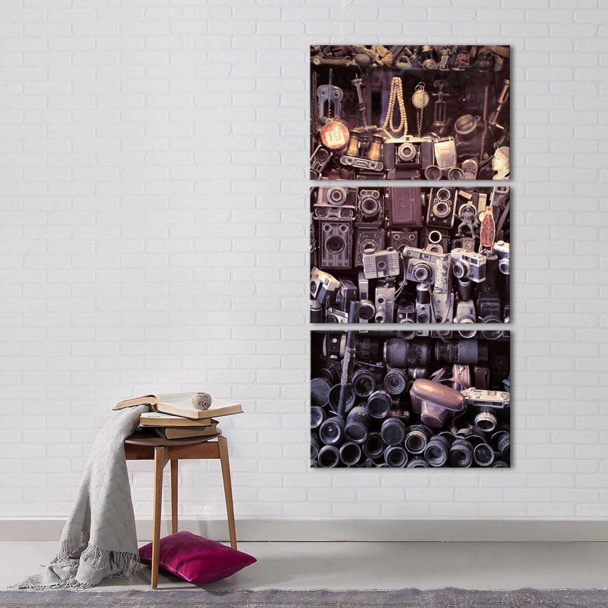 Old Cameras Multi Panel Canvas Wall Art