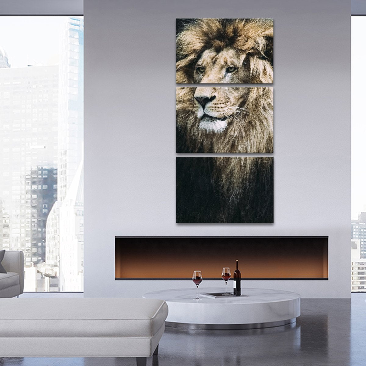 Old Lion Multi Panel Canvas Wall Art