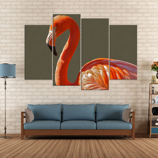 Orange Flamingo Multi Panel Canvas Wall Art