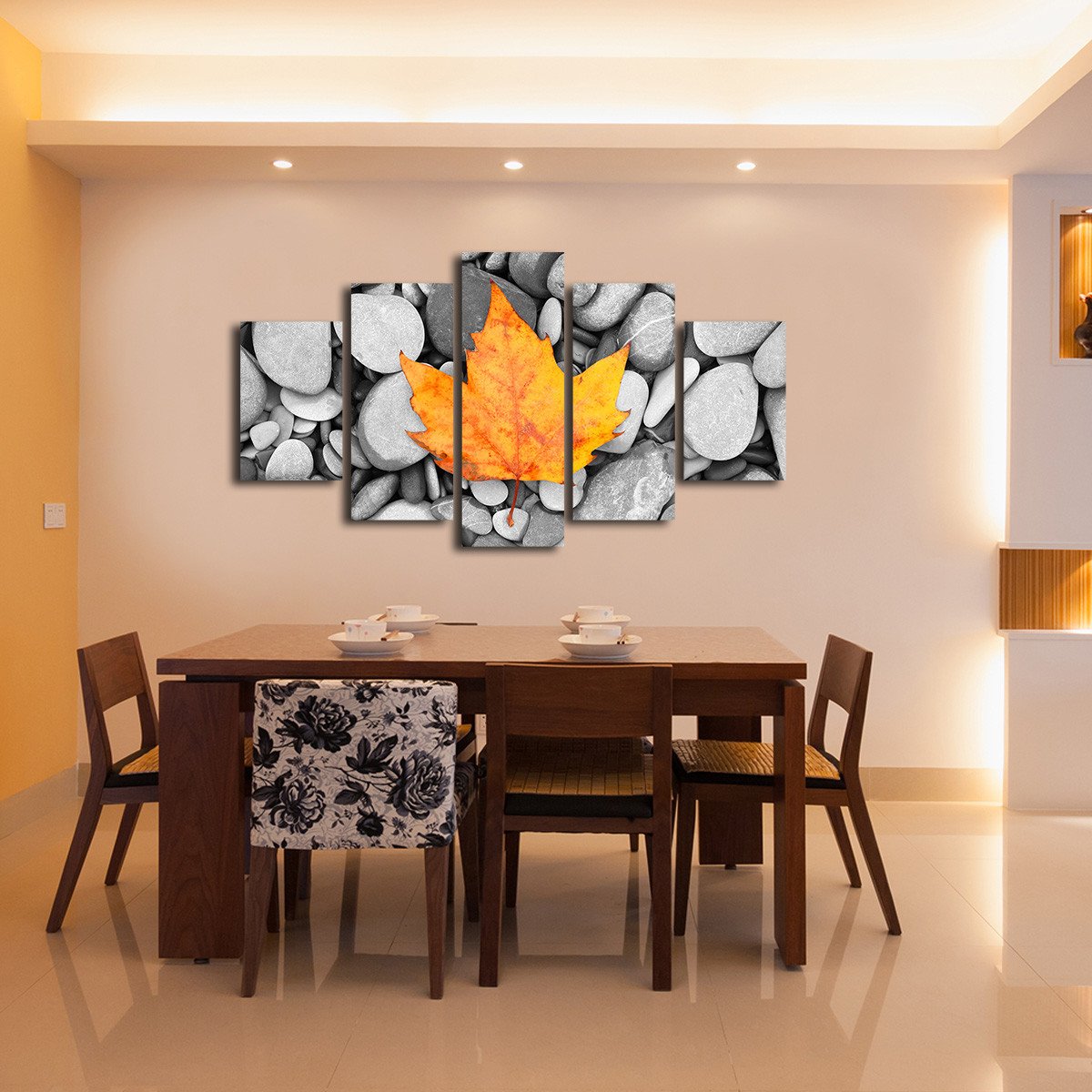 Orange Leaf Multi Panel Canvas Wall Art