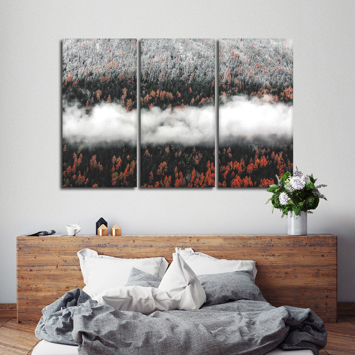 Orange Pine Trees Multi Panel Canvas Wall Art