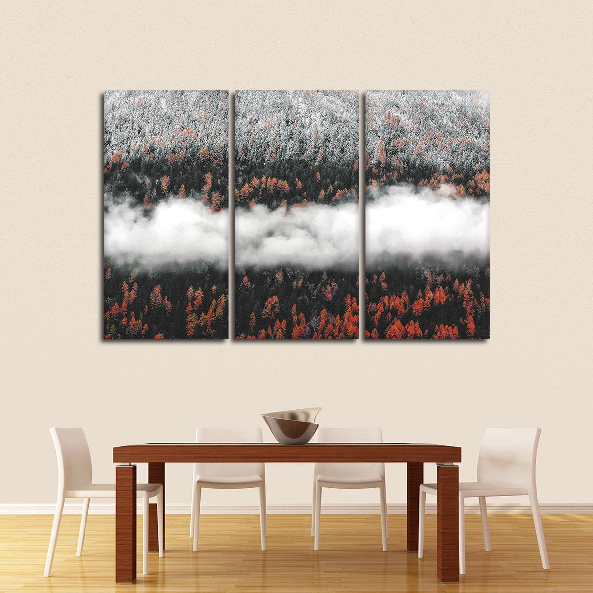 Orange Pine Trees Multi Panel Canvas Wall Art