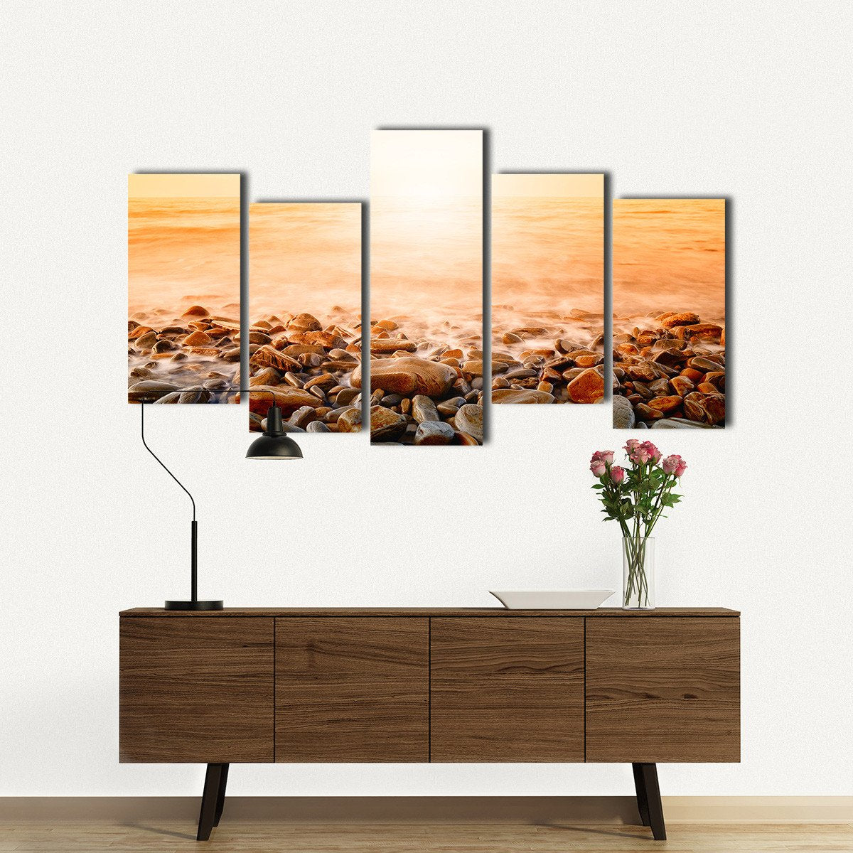 Orange Sunset Multi Panel Canvas Wall Art