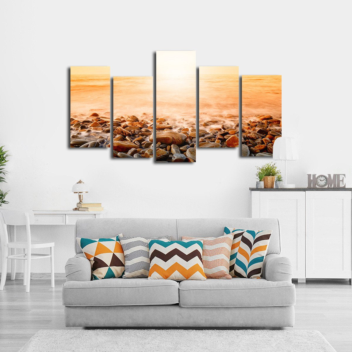 Orange Sunset Multi Panel Canvas Wall Art