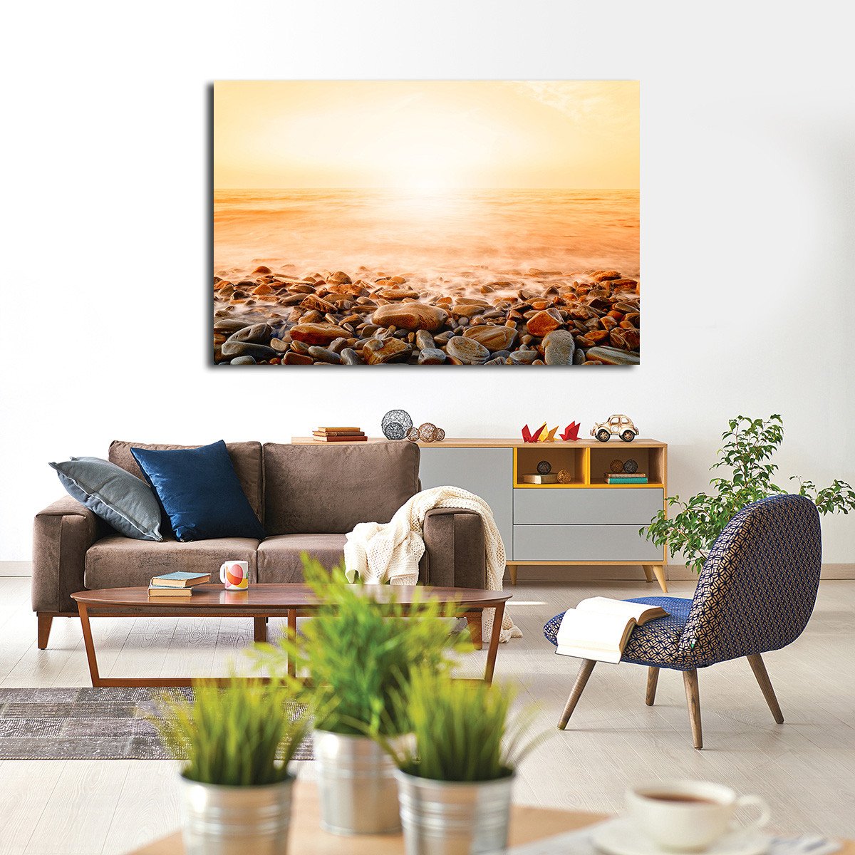 Orange Sunset Multi Panel Canvas Wall Art